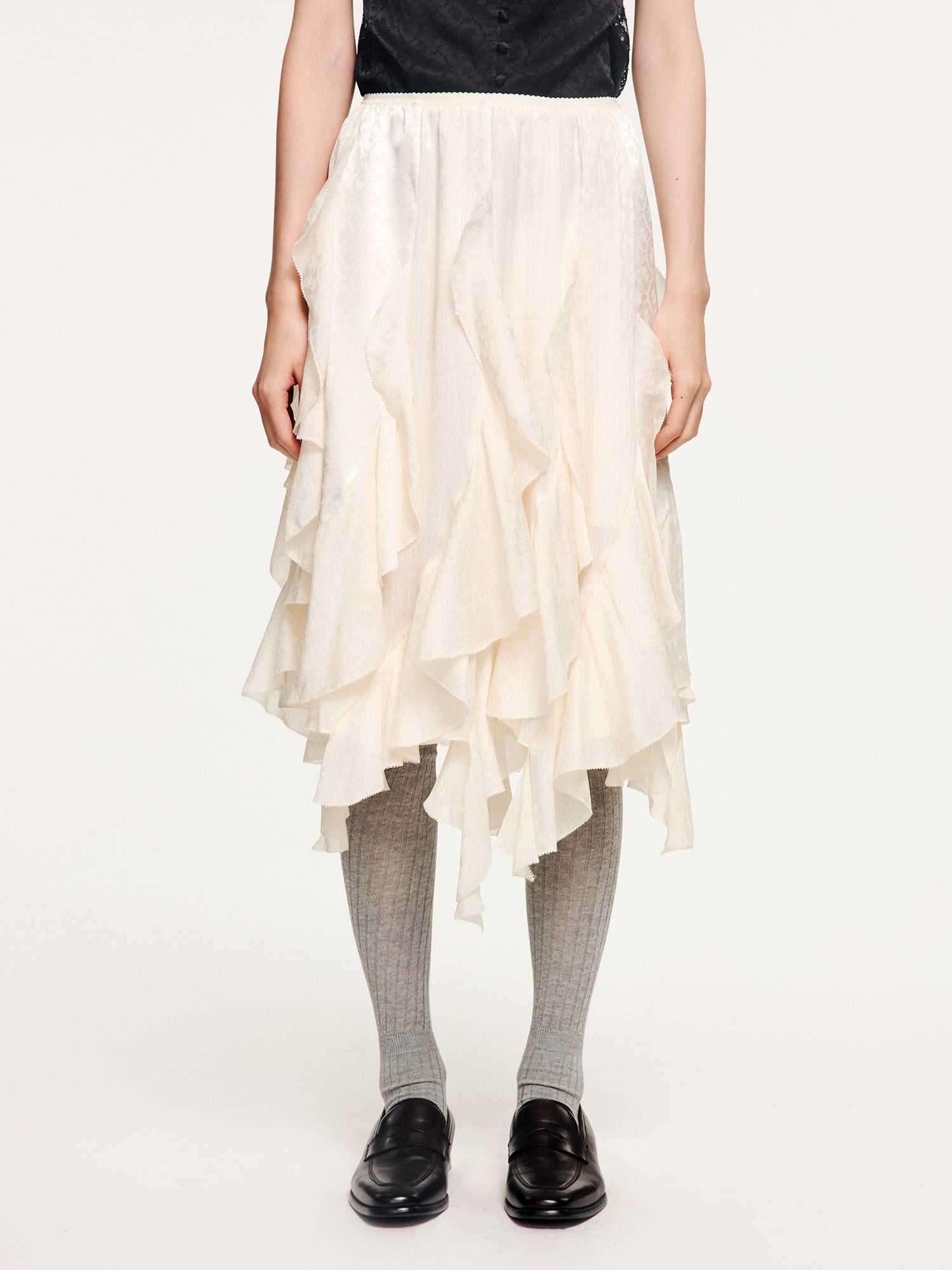 Ruffle jacquard skirt
