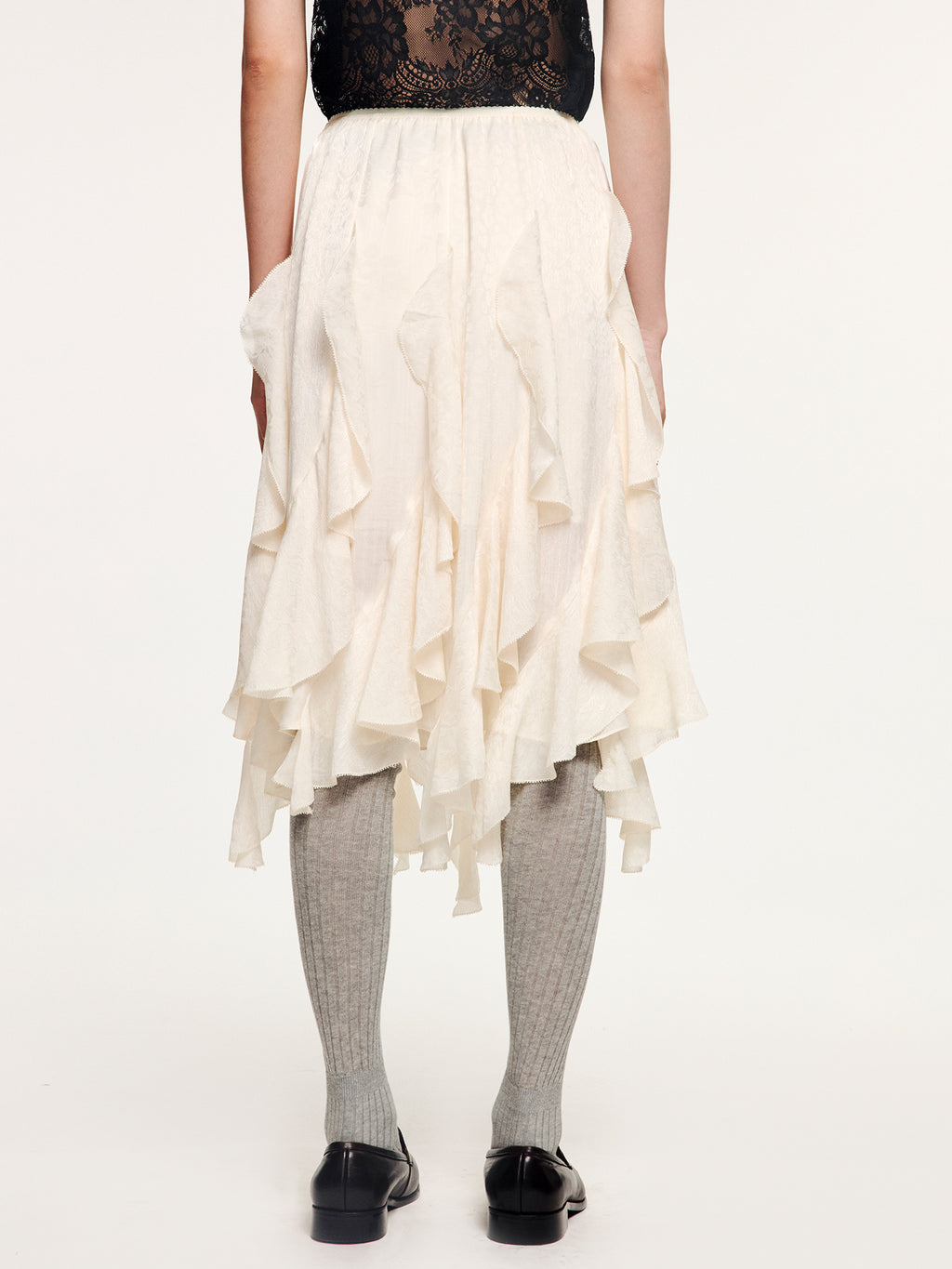 Ruffle jacquard skirt