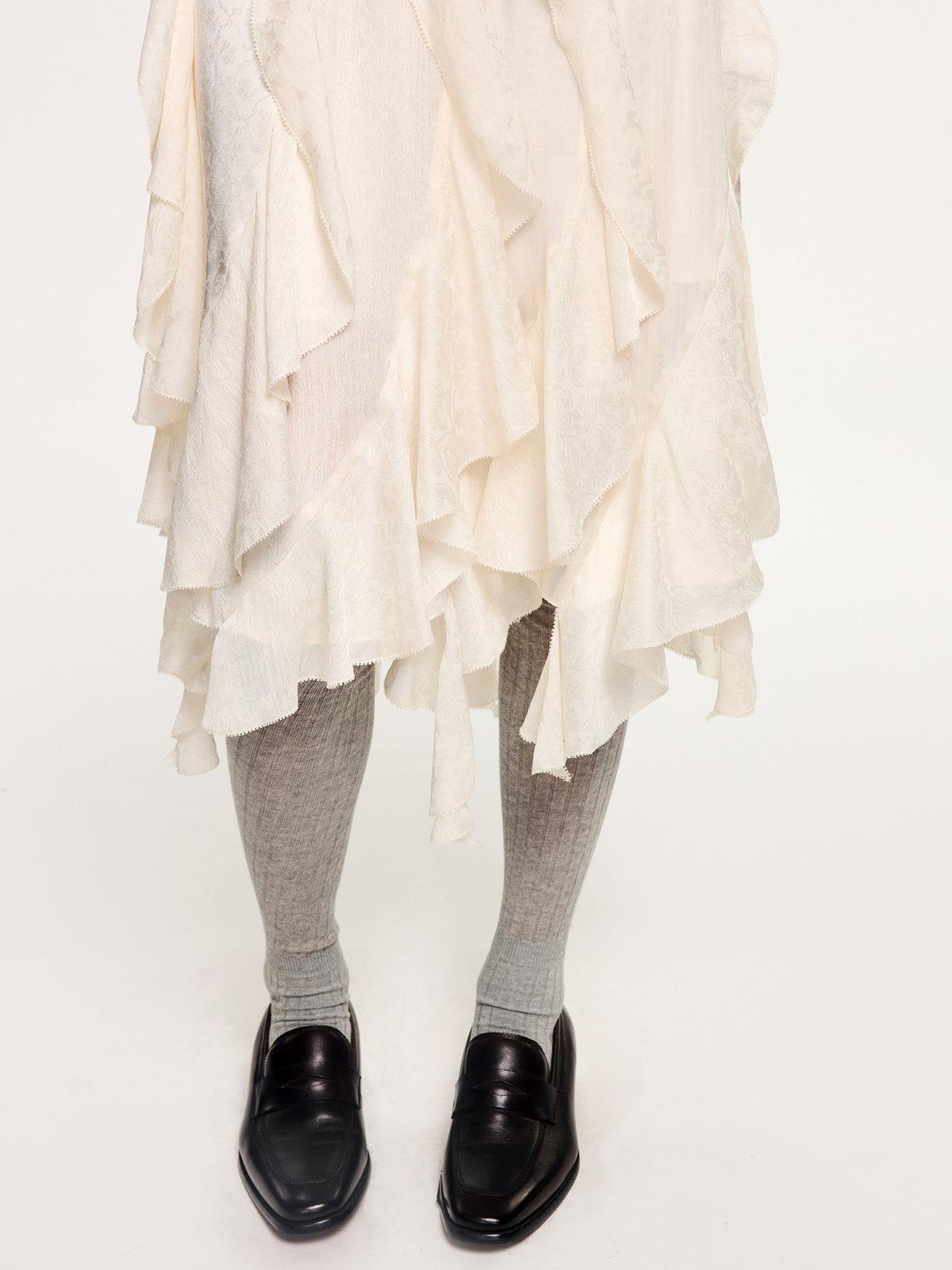 Ruffle jacquard skirt