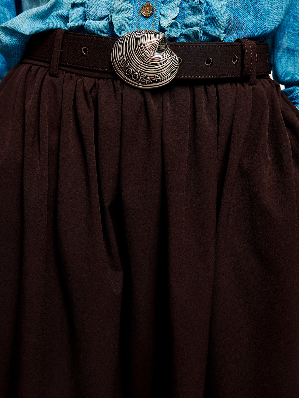 Antique silver shell button full skirt