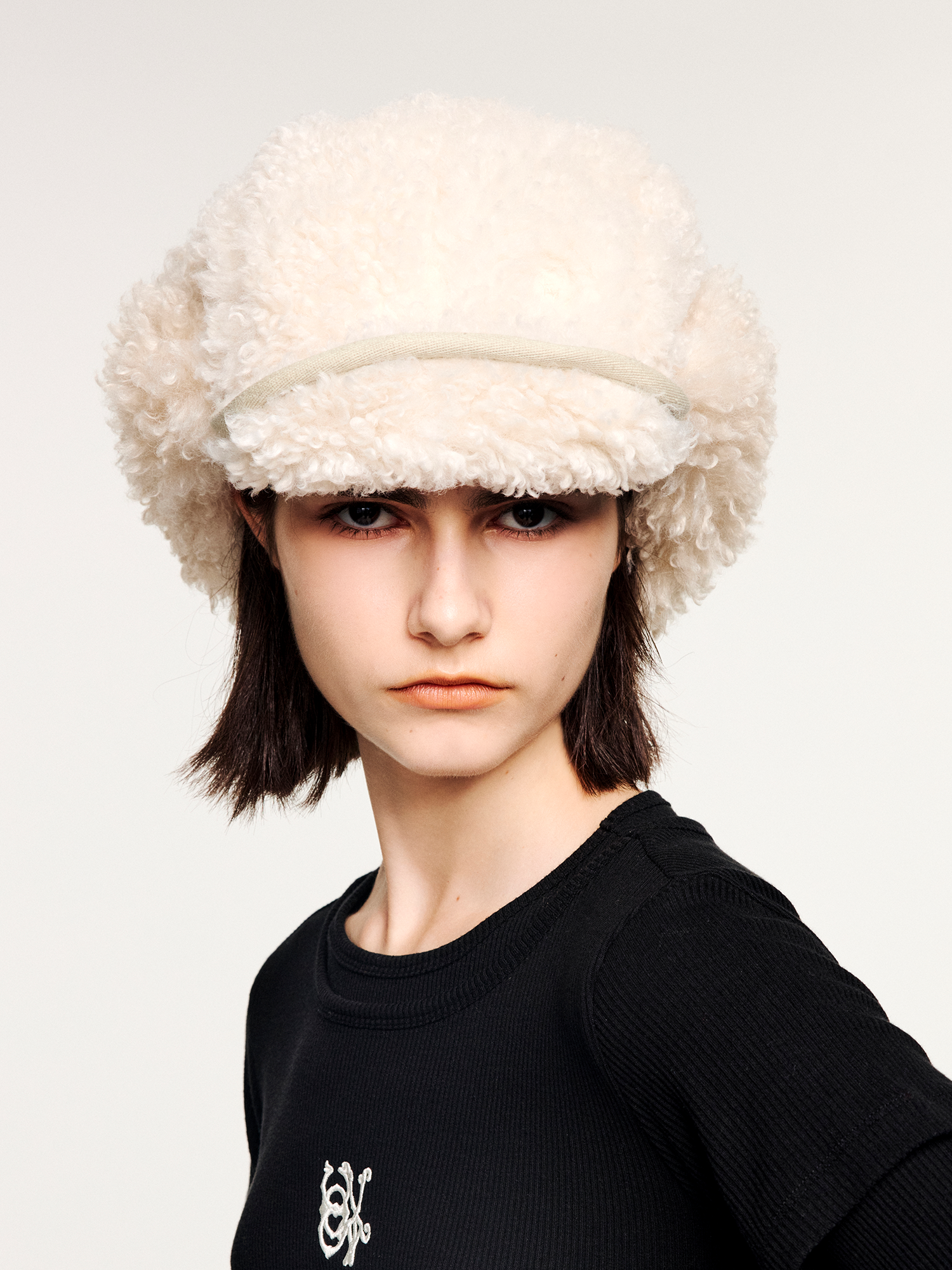 Faux fur panelled Lei Feng-style hat