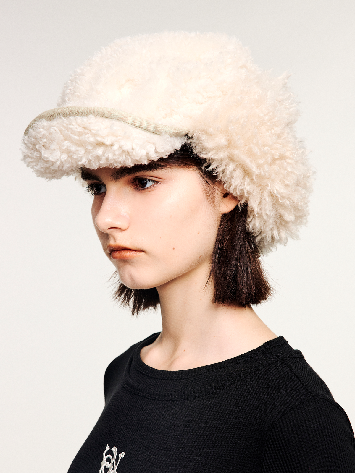 Faux fur panelled Lei Feng-style hat