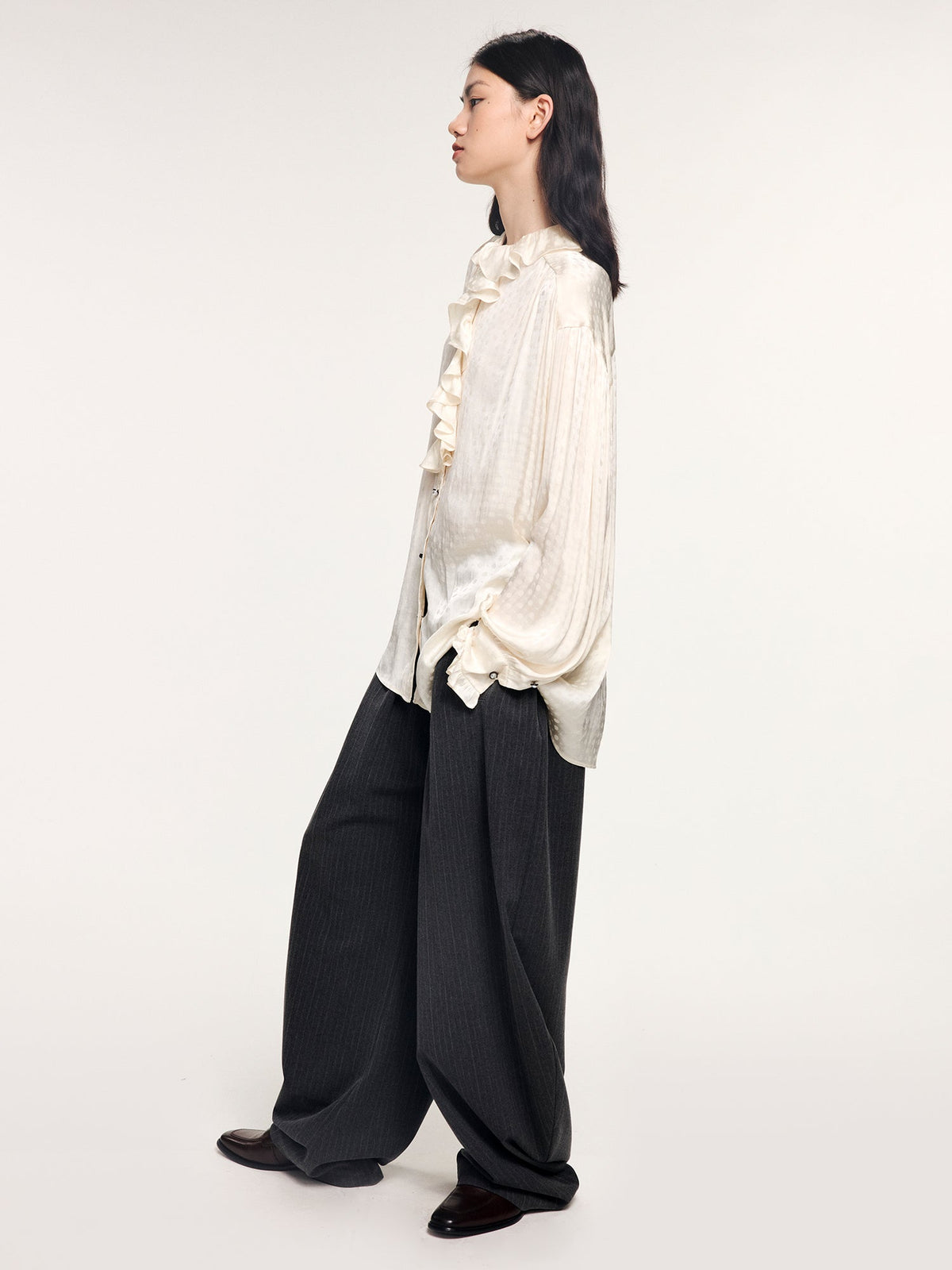 Ruffled jacquard shirt