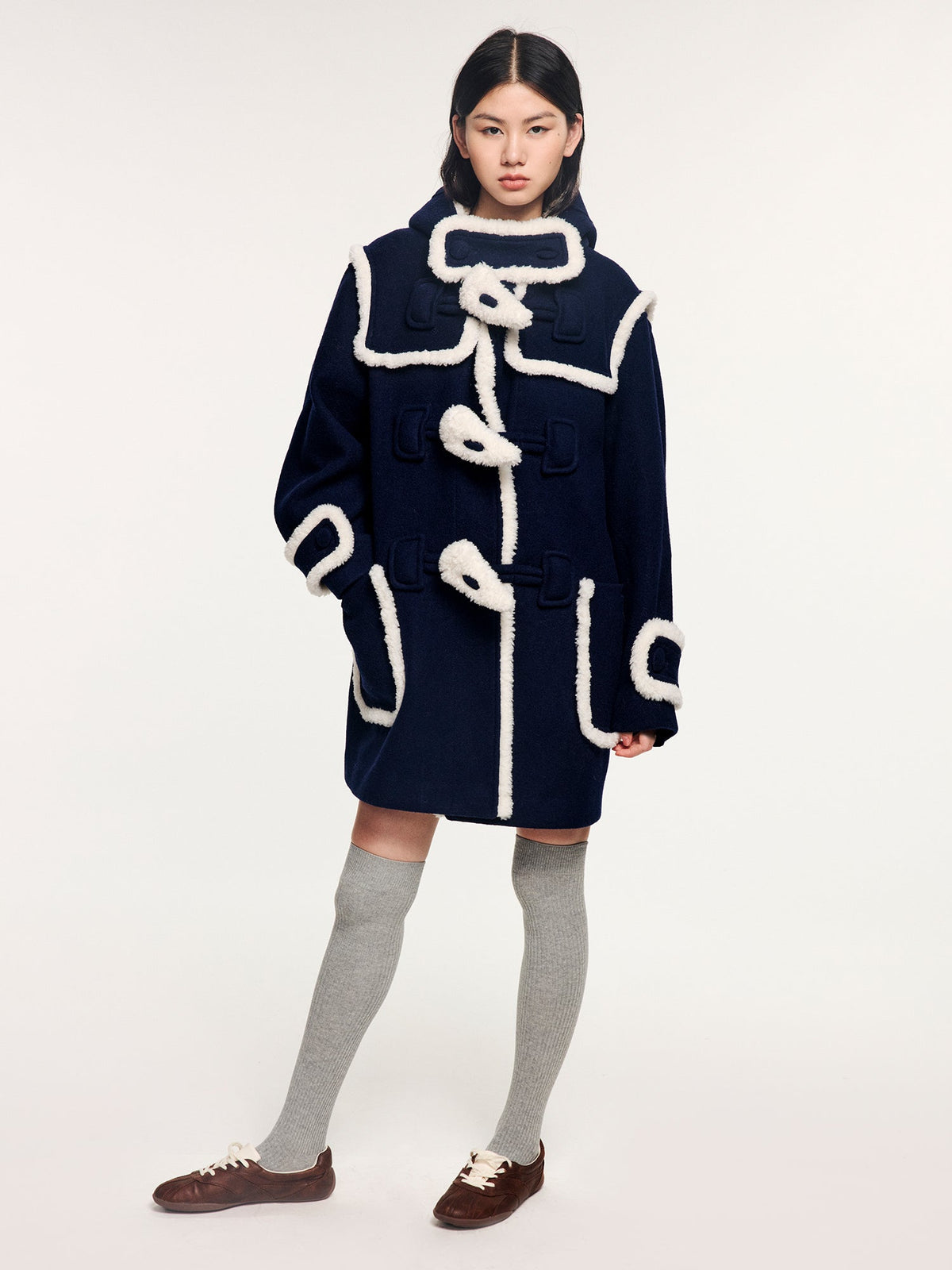 Faux fur fisherman coat