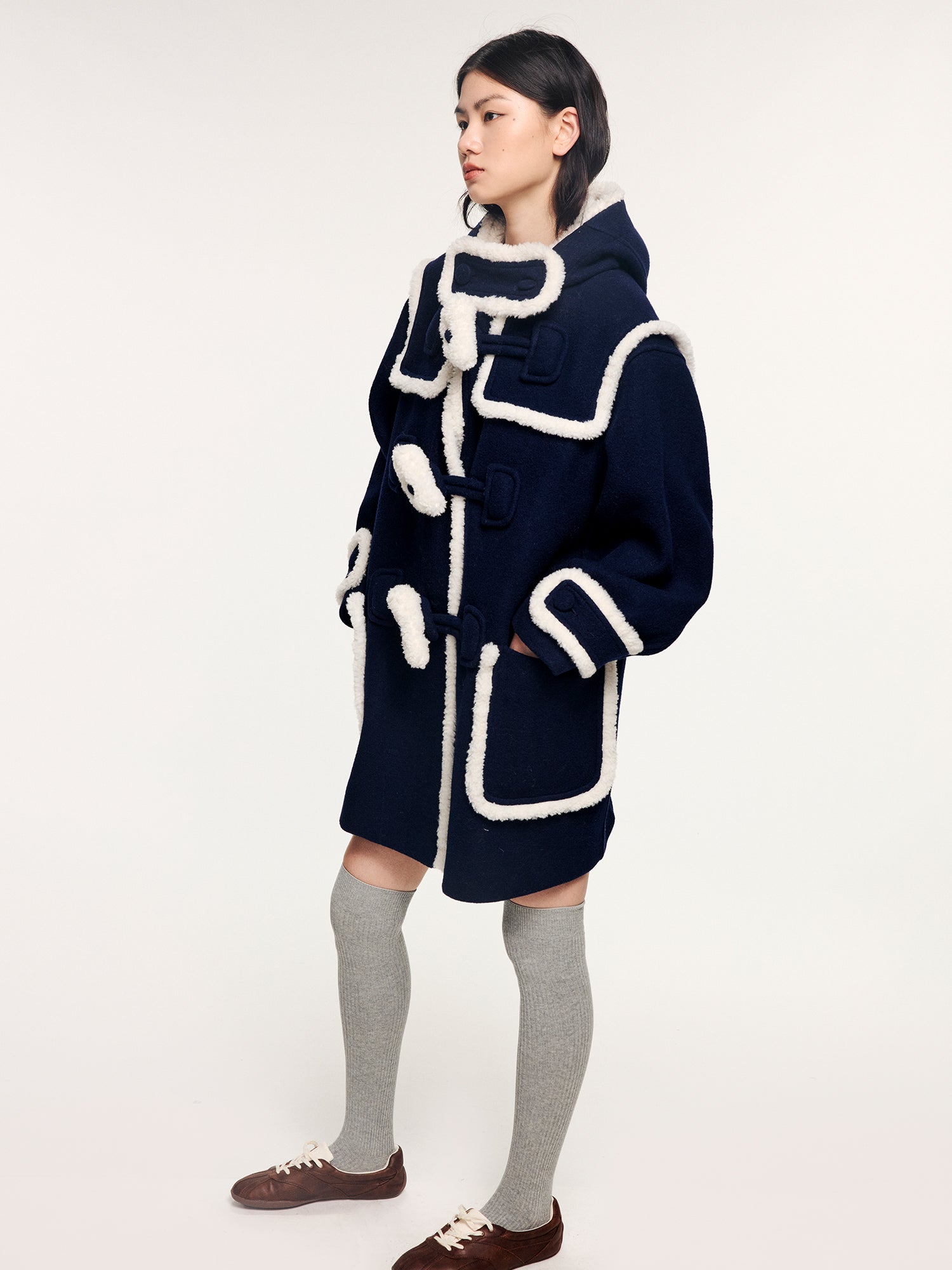 Faux fur fisherman coat