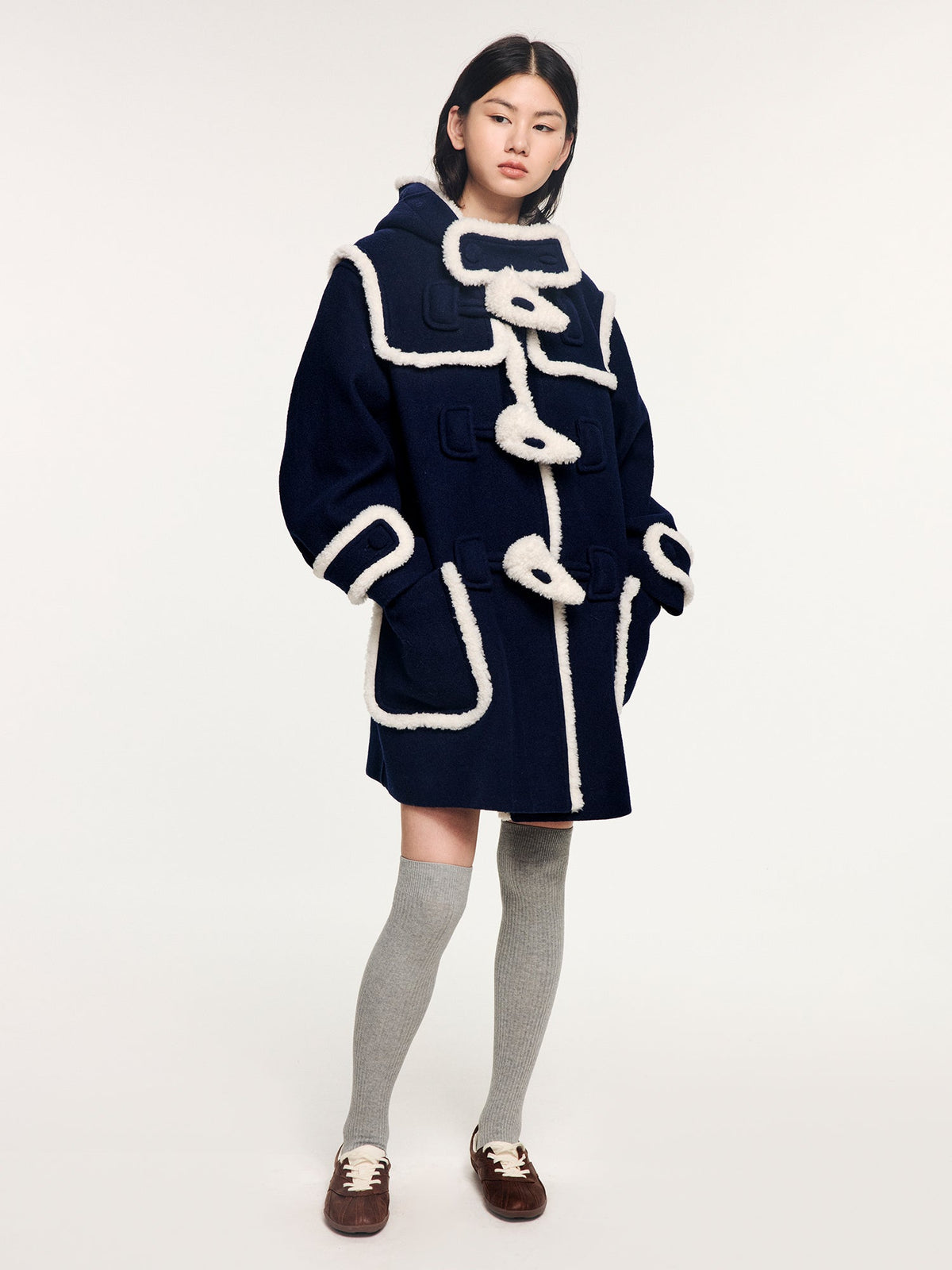 Faux fur fisherman coat
