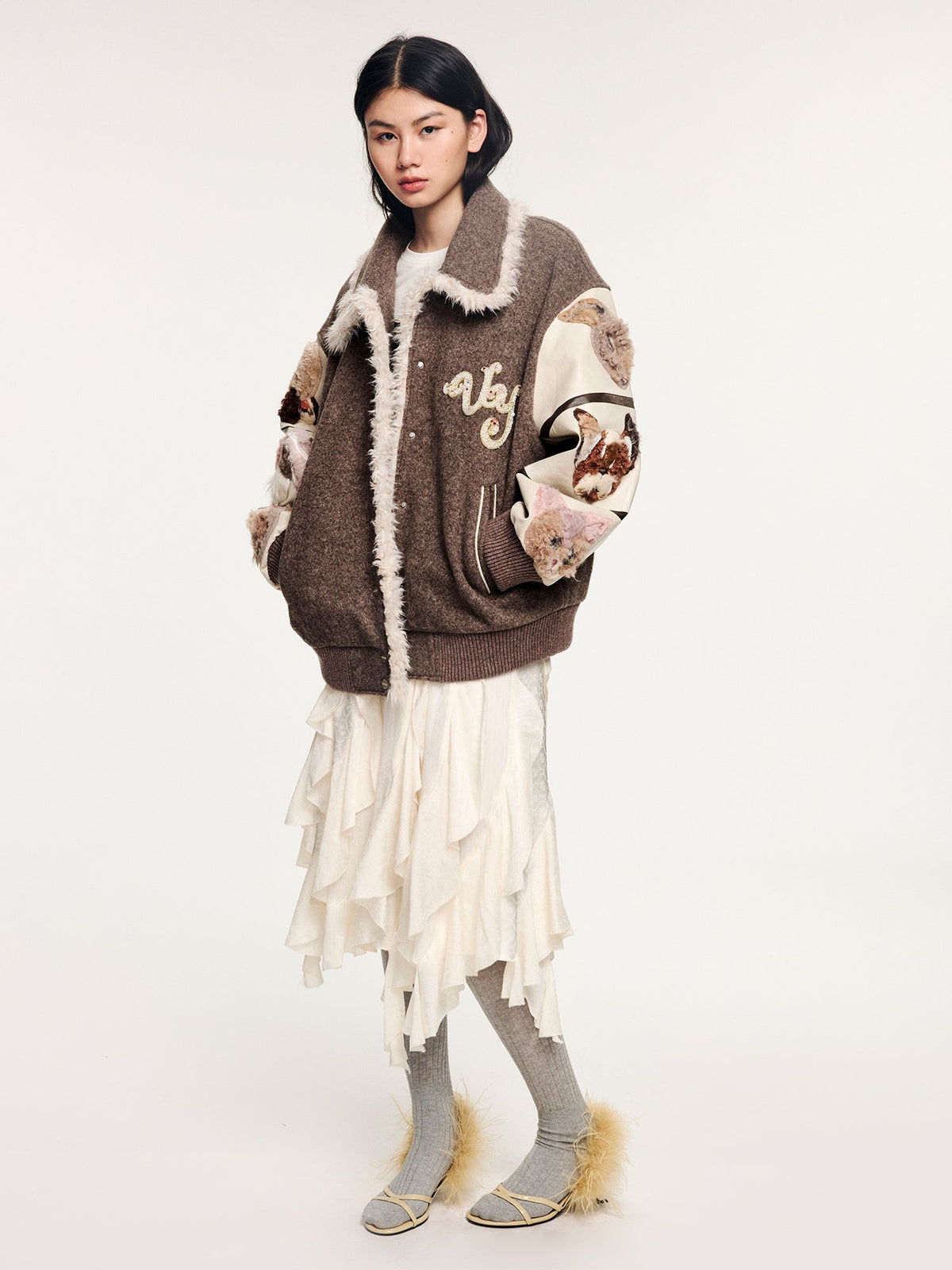 3D elf retro baseball cotton jacket