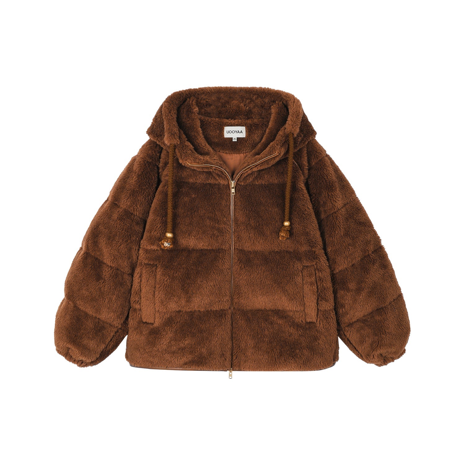 Plush hooded puffer jacket