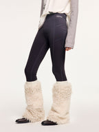 Yoga pants with faux fur sock-like cuffs