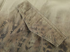 Feather denim padded jacket with ostrich leather collar