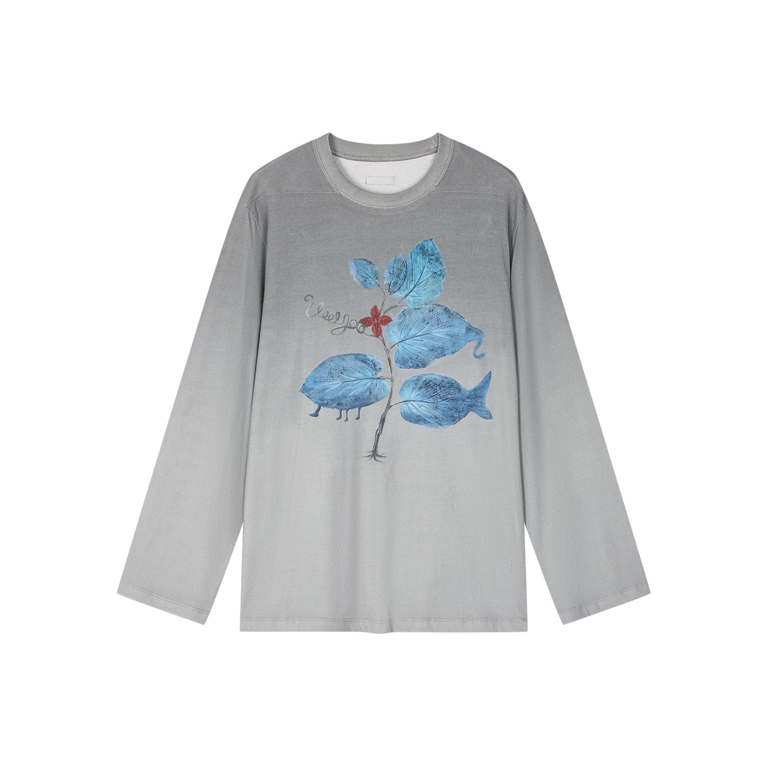 Surreal leaf print long sleeve t-shirt