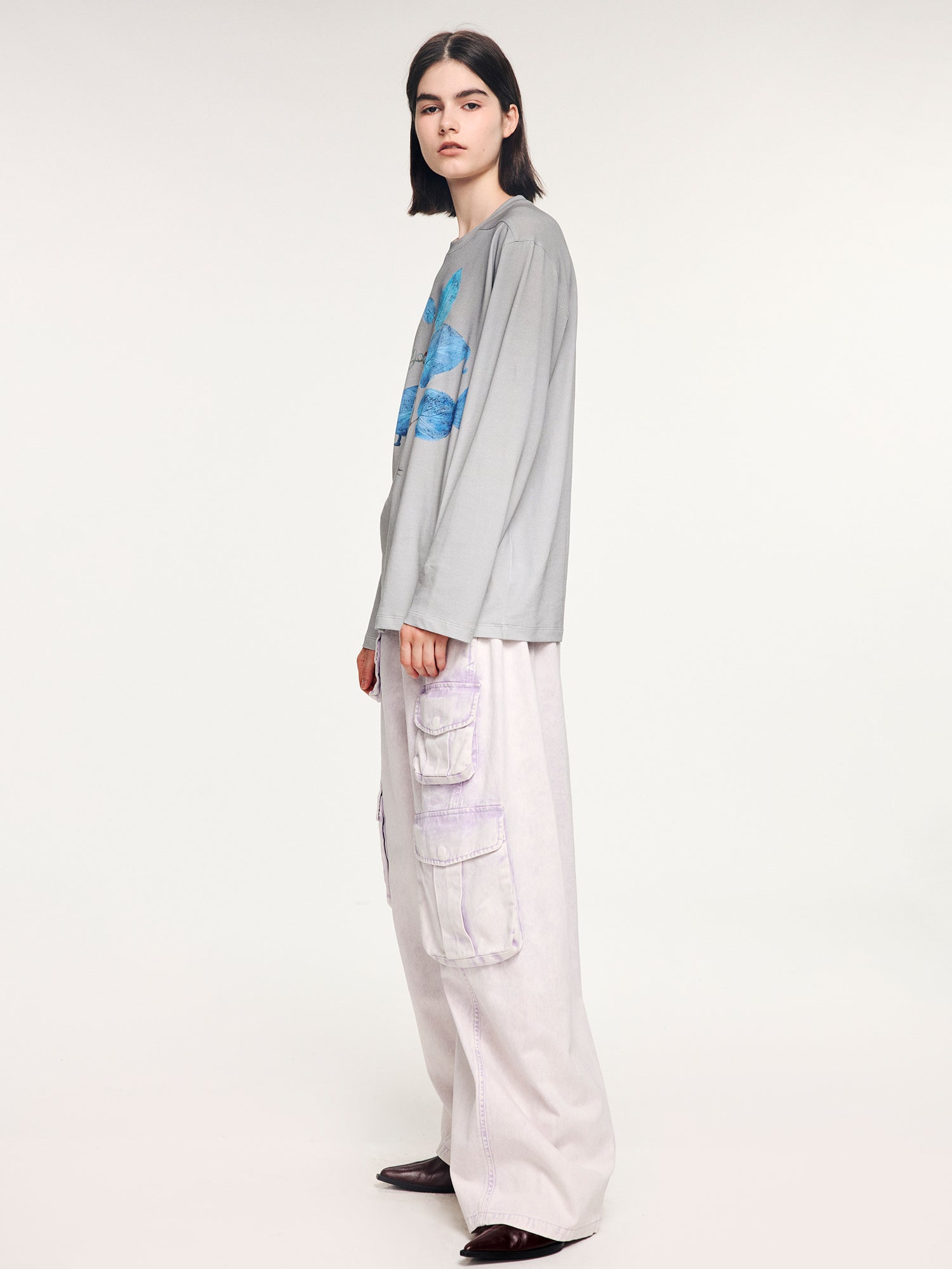 Surreal leaf print long sleeve t-shirt