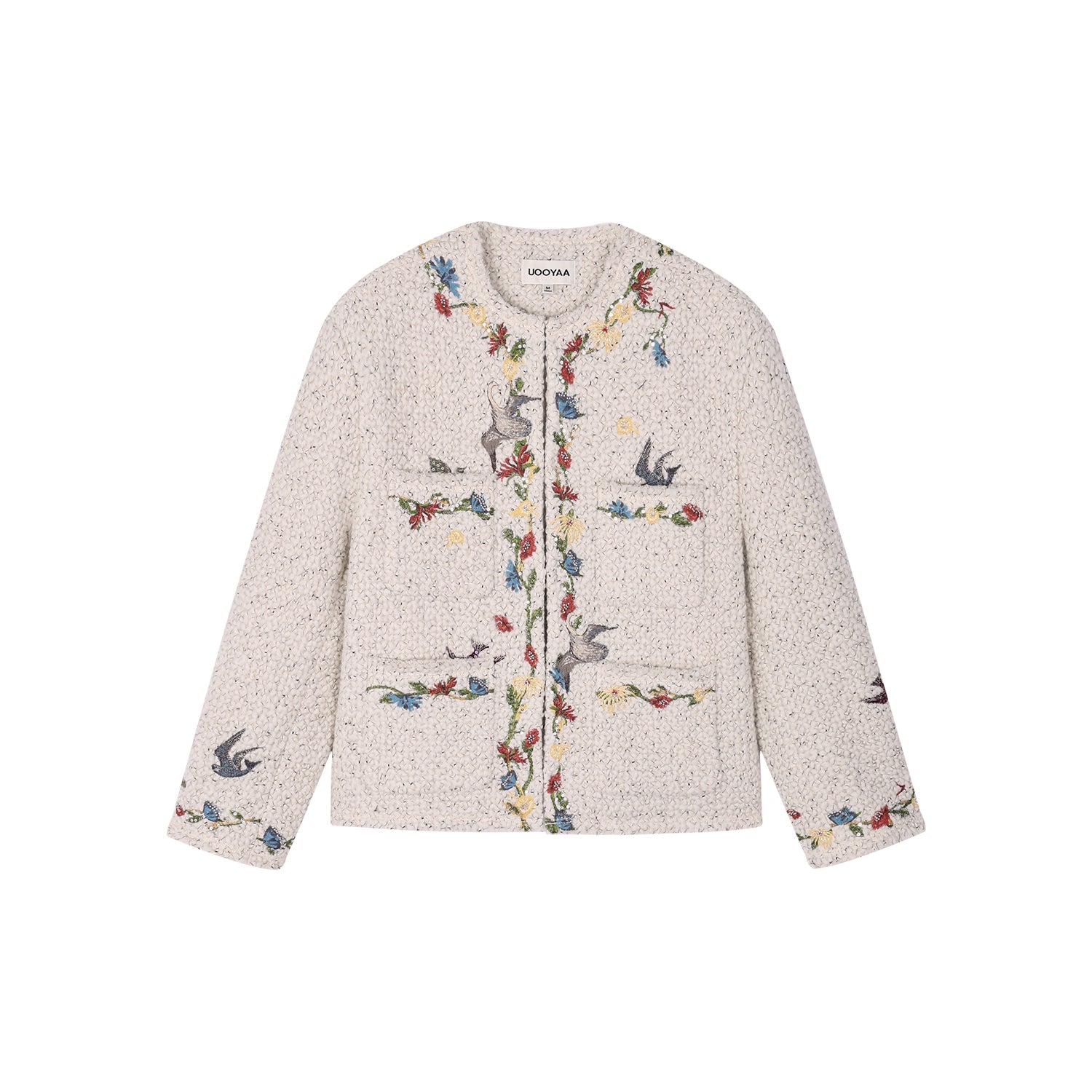 Magical garden floral embroidered tweed-style jacket