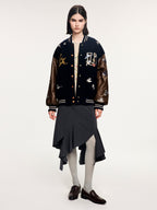 Magical garden floral embroidered baseball jacket