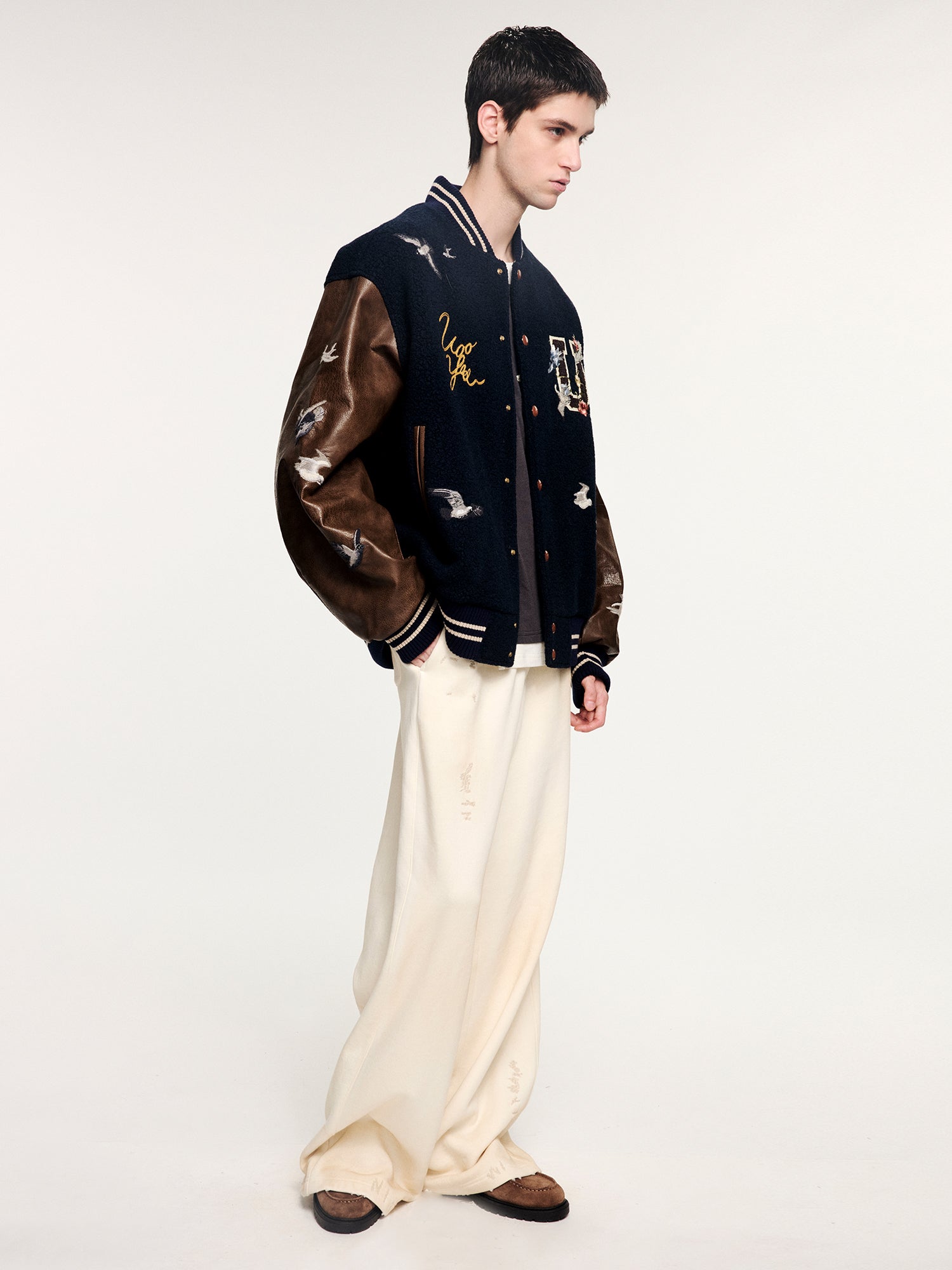 Magical garden floral embroidered baseball jacket