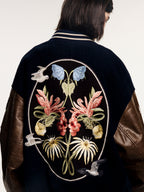 Magical garden floral embroidered baseball jacket