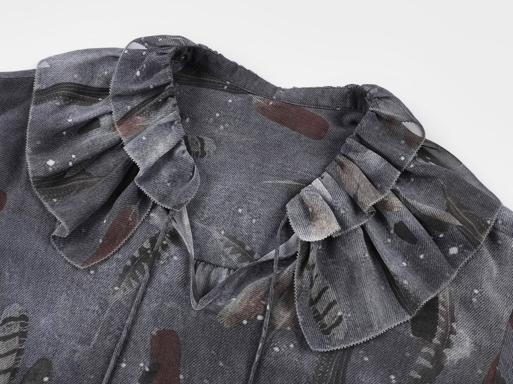 Feather ruffled collar shirt