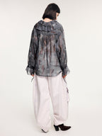 Feather ruffled collar shirt