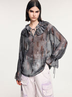 Feather ruffled collar shirt
