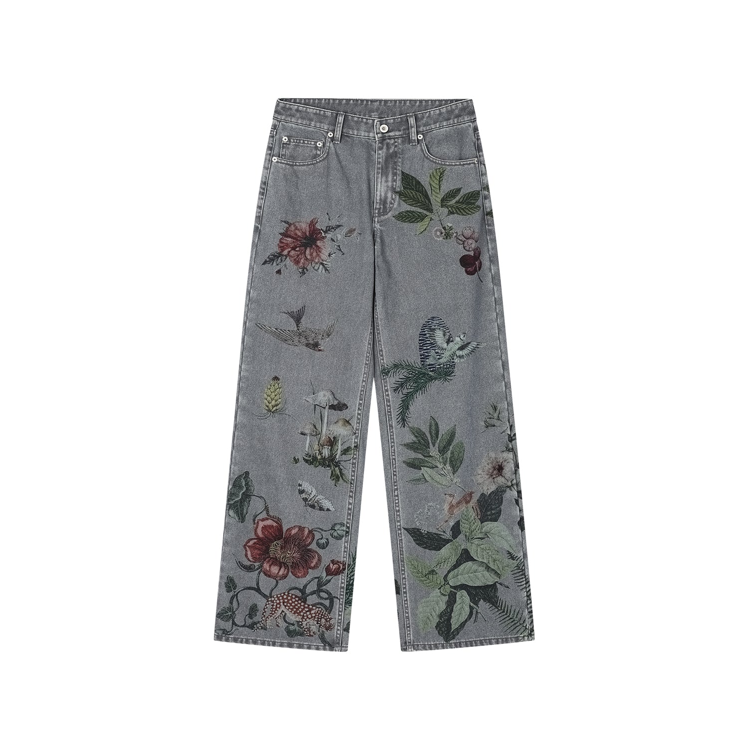 Magical garden floral flared hem jeans