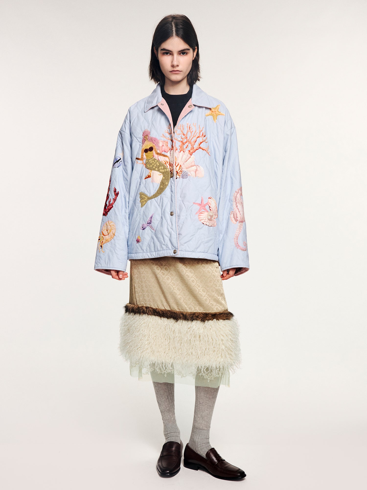 Reversible shirt-style padded jacket