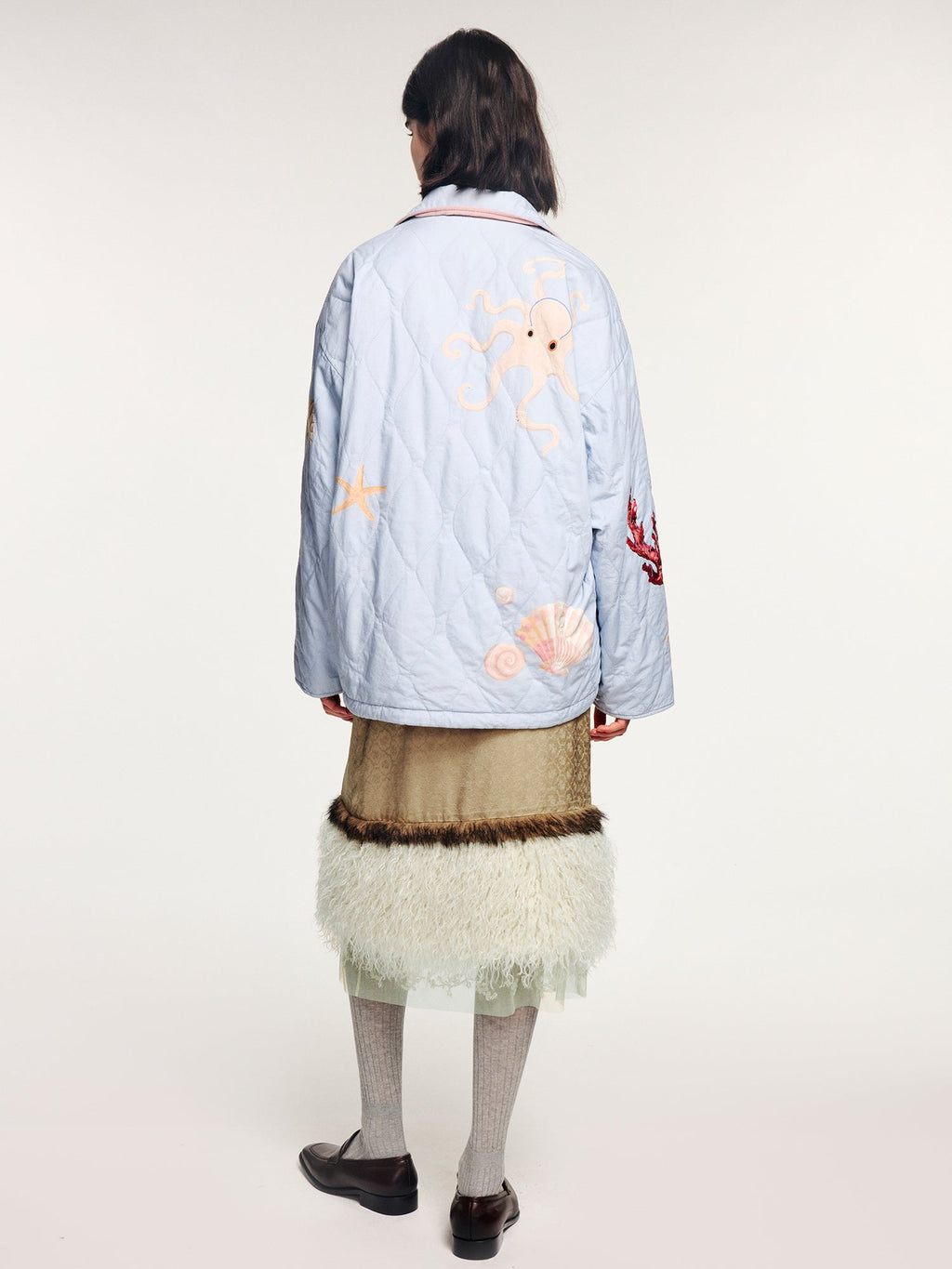 Reversible shirt-style padded jacket