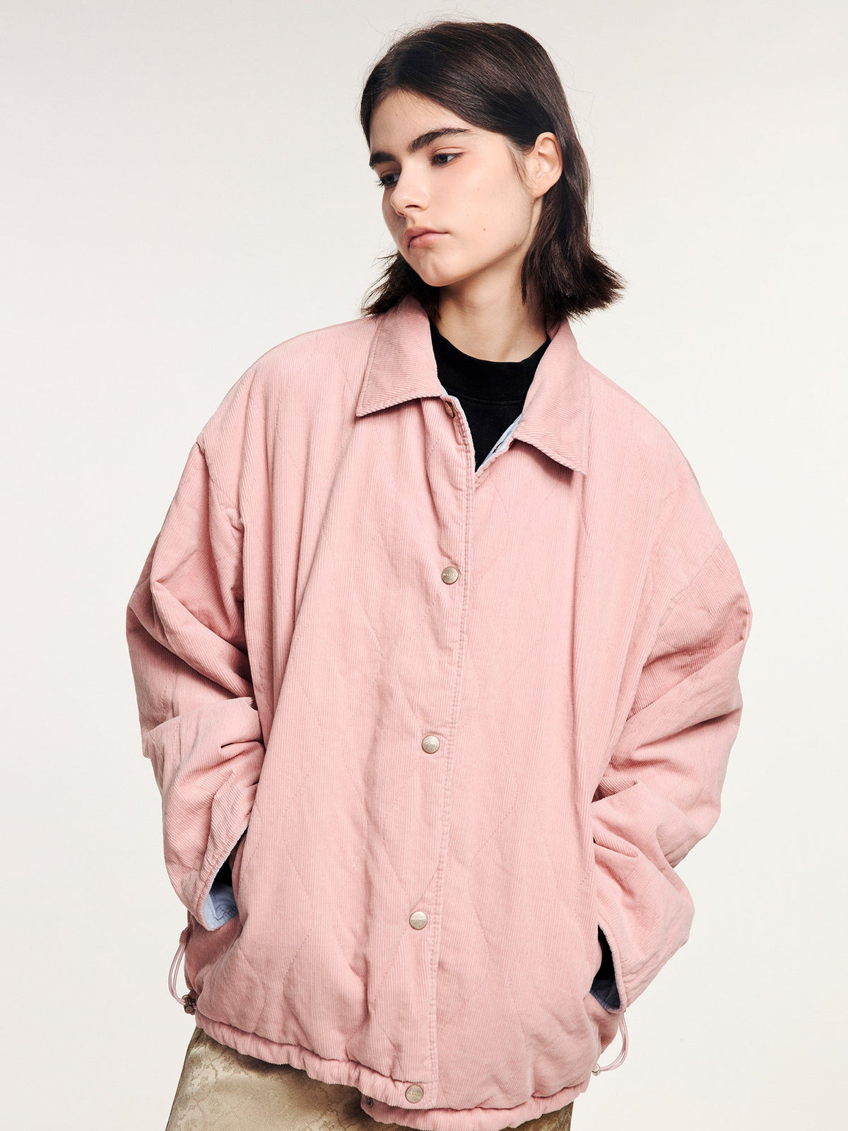 Reversible shirt-style padded jacket