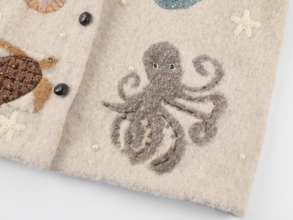 Hand-embroidered beaded fantasy undersea cardigan