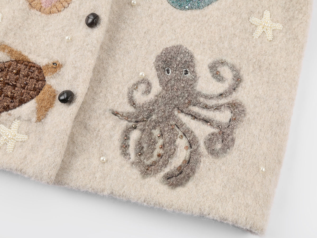 Hand-embroidered beaded fantasy undersea cardigan