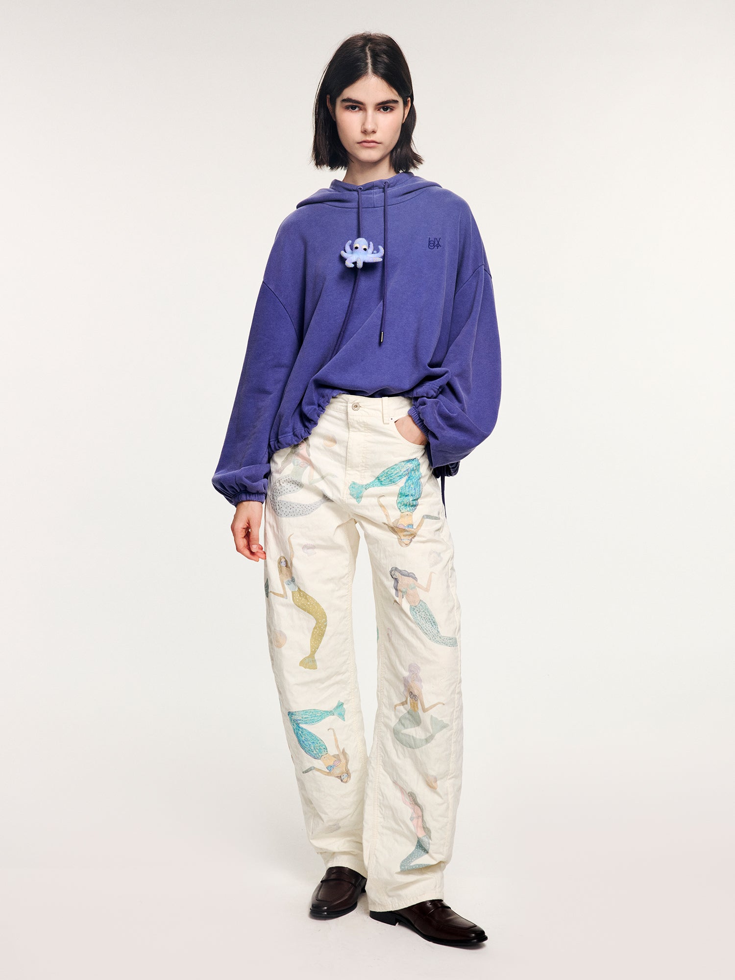 Mermaid gourd-quilted curved pants