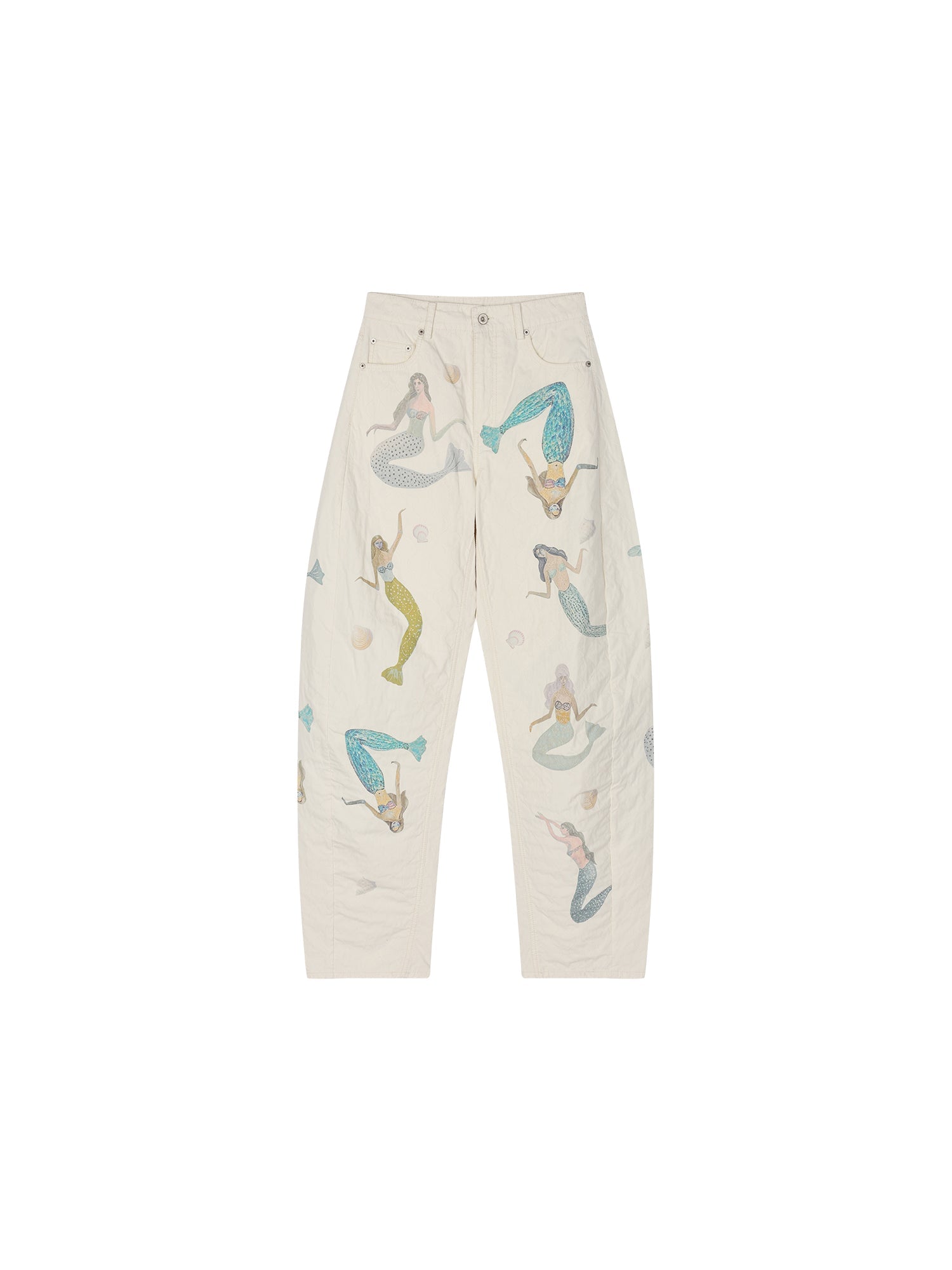 Mermaid gourd-quilted curved pants