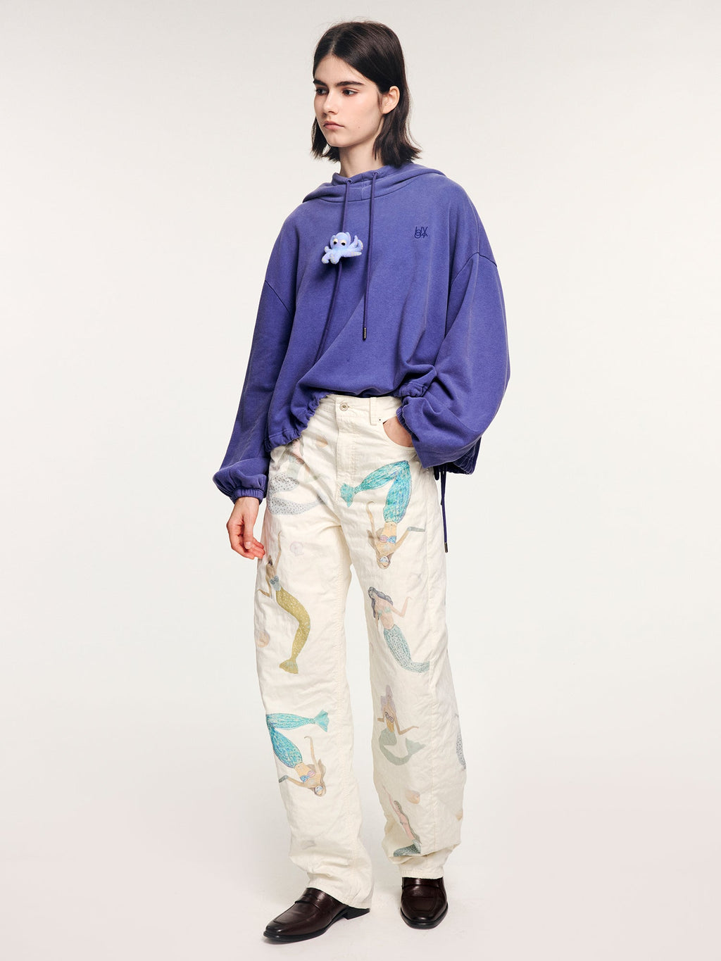 Mermaid gourd-quilted curved pants