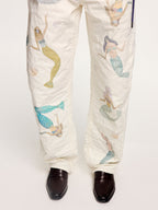 Mermaid gourd-quilted curved pants