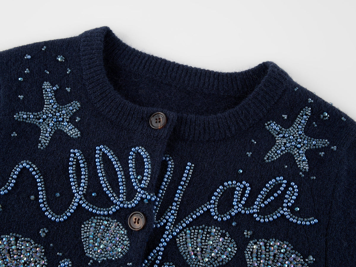 Hand-embroidered beaded fantasy undersea cardigan