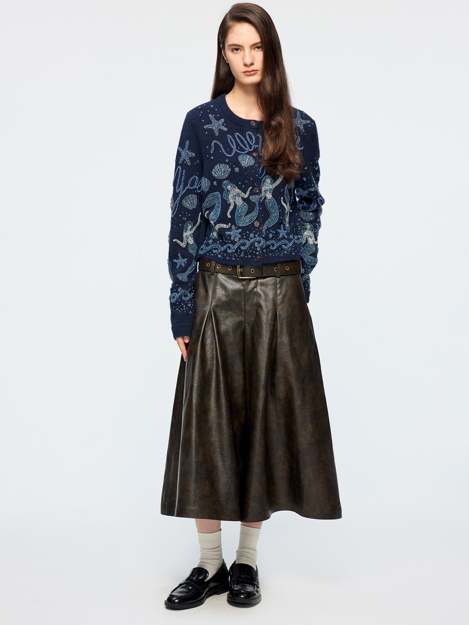 Hand-embroidered beaded fantasy undersea cardigan