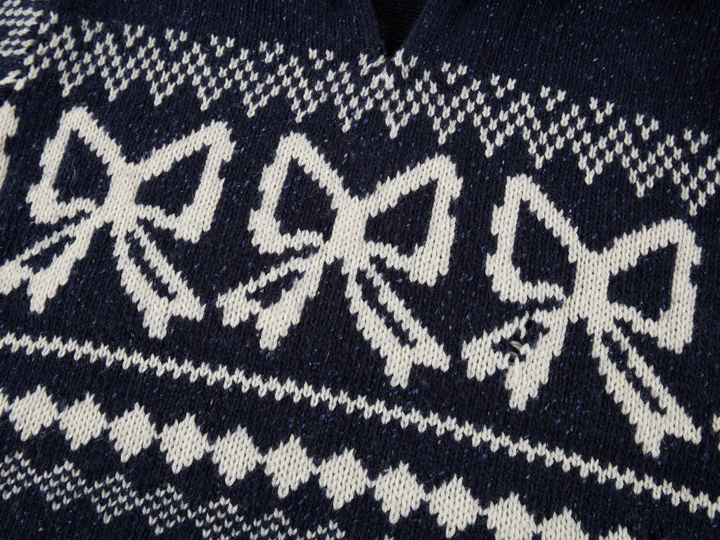 Fair isle bow collar pullover