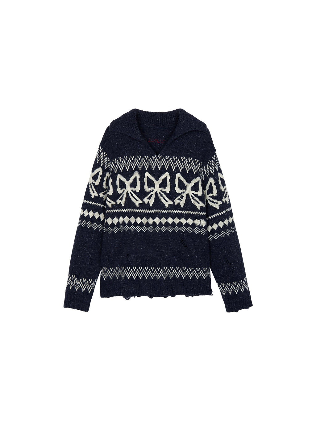 Fair isle bow collar pullover