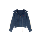 Sailor collar drawstring cardigan