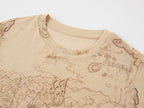 Tencel wool vintage map long sleeve t-shirt