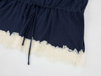Henley long sleeve t-shirt with lace patchwork