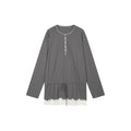 Henley long sleeve t-shirt with lace patchwork