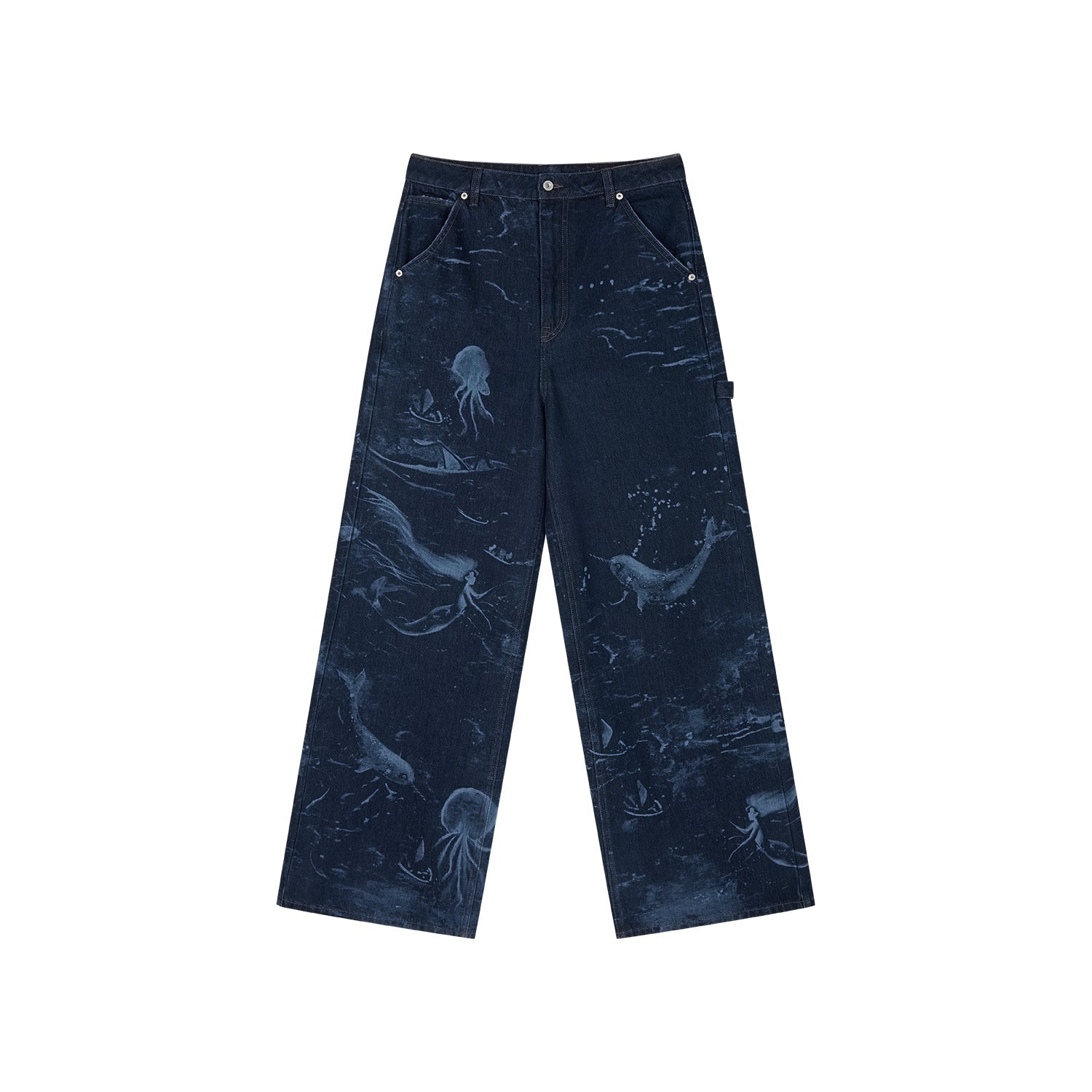 Laser-etched fantasy undersea carpenter jeans