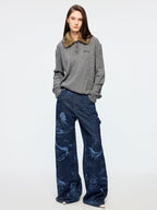 Laser-etched fantasy undersea carpenter jeans