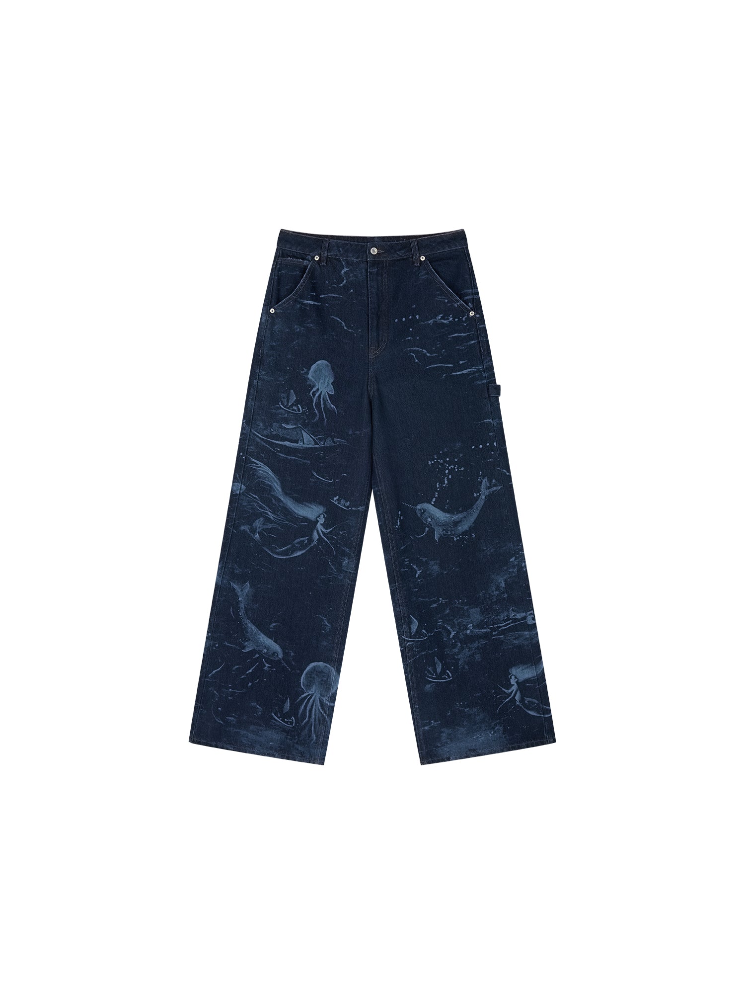 Laser-etched fantasy undersea carpenter jeans
