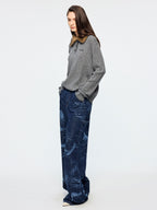 Laser-etched fantasy undersea carpenter jeans