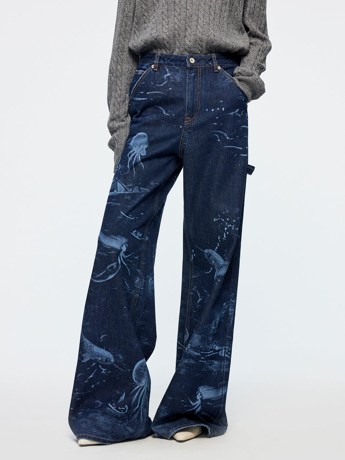 Laser-etched fantasy undersea carpenter jeans