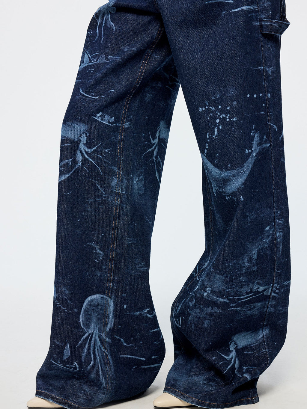 Laser-etched fantasy undersea carpenter jeans