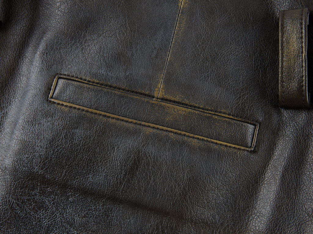 Vintage rubbed pleated leather mini skirt