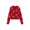 Beaded embroidered bow cardigan