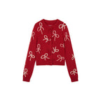 Beaded embroidered bow cardigan